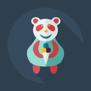 Gölge simgeler panda yeme ile düz modern tasarım