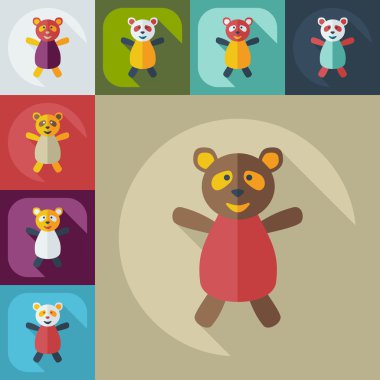 Gölge simgeler panda atlet ile düz modern tasarım