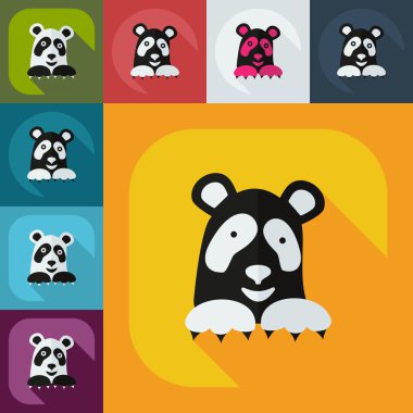 Düz modern tasarımı ile gölge simgeler pandalar
