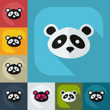 Düz modern tasarımı ile gölge simgeler pandalar