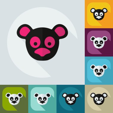 Düz modern tasarımı ile gölge simgeler pandalar