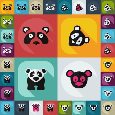 Düz kavramı, set modern tasarımı ile gölge pandalar