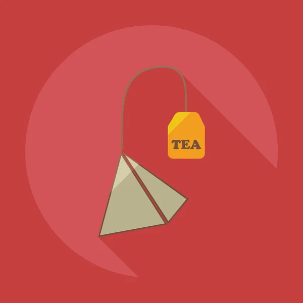 Επίπεδη μοντέρνο σχεδιασμό με τσάι εικονίδια σκιά — Διανυσματικό Αρχείο