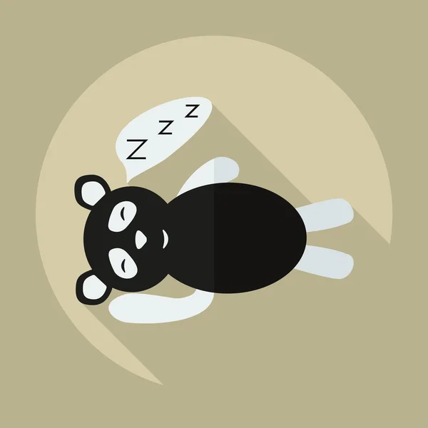 Diseño moderno plano con iconos de sombra panda duerme — Vector de stock