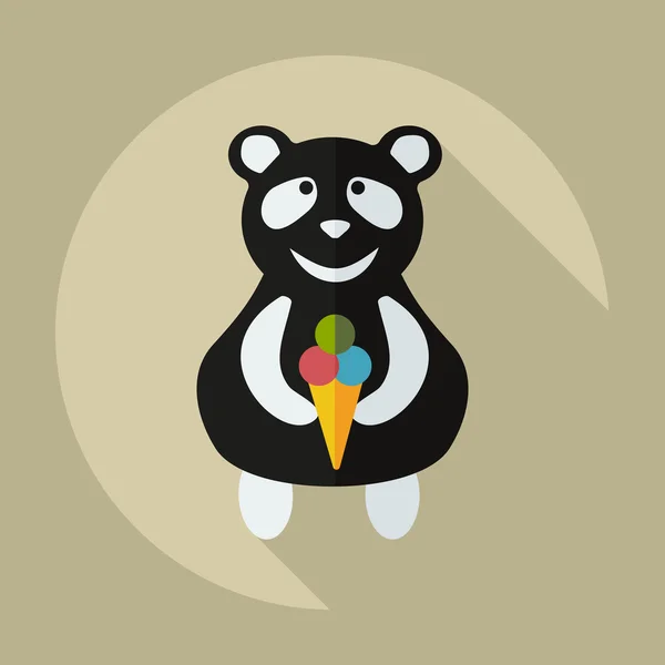 Diseño moderno plano con iconos de sombra comer panda — Archivo Imágenes Vectoriales