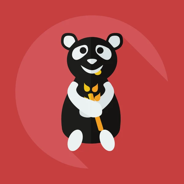 Diseño moderno plano con iconos de sombra comer panda — Vector de stock