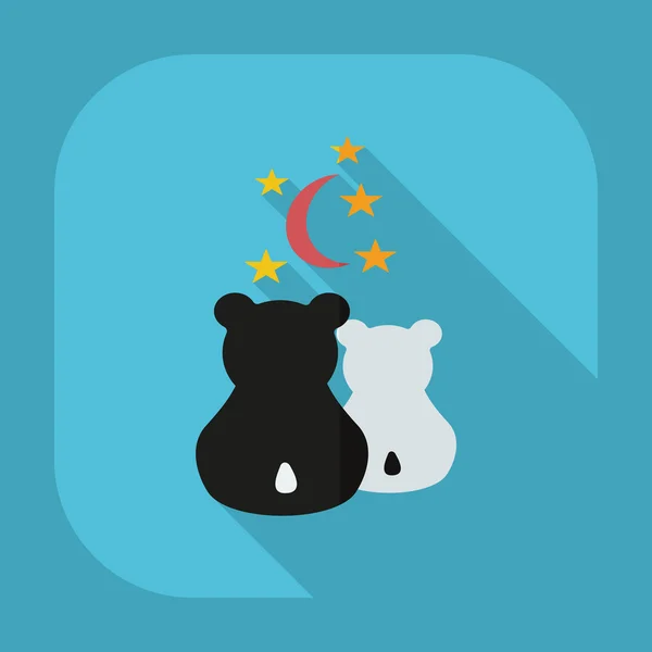 Flat modern design with shadow icons panda love