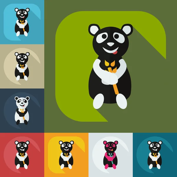 Diseño moderno plano con iconos de sombra comer panda — Archivo Imágenes Vectoriales