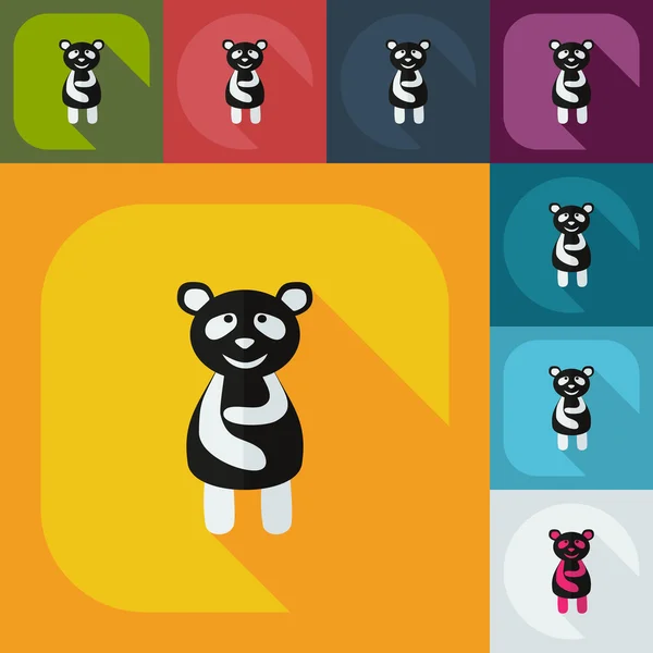 Diseño moderno plano con iconos de sombra panda está enfermo — Vector de stock