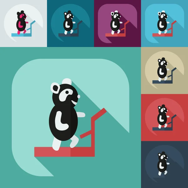 Design moderne plat avec des icônes d'ombre panda athlète — Image vectorielle