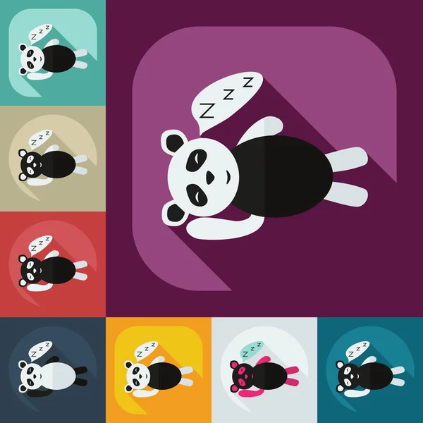 Flaches modernes Design mit Schatten-Ikonen Panda schläft — Stockvektor