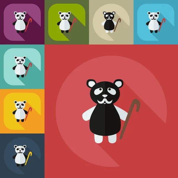 Diseño moderno plano con iconos de sombra panda anciano — Vector de stock