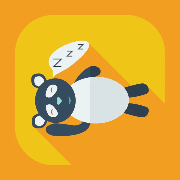 扁丝的现代化设计与阴影图标熊猫睡觉 — 图库矢量图片