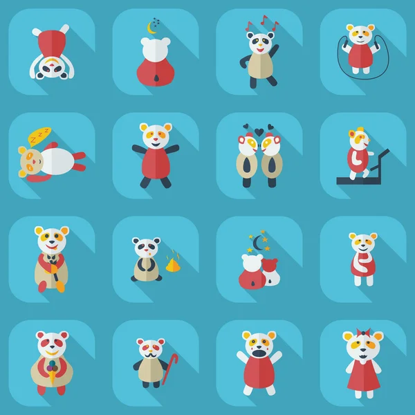 Concept plat, set design moderne avec panda d'ombre — Image vectorielle