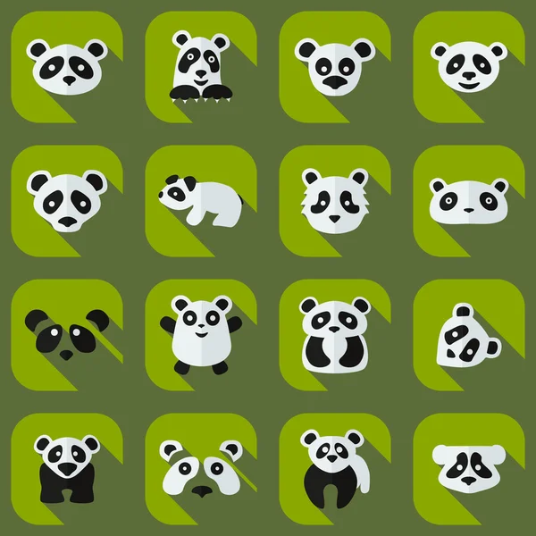 Concept plat, set design moderne avec pandas d'ombre — Image vectorielle