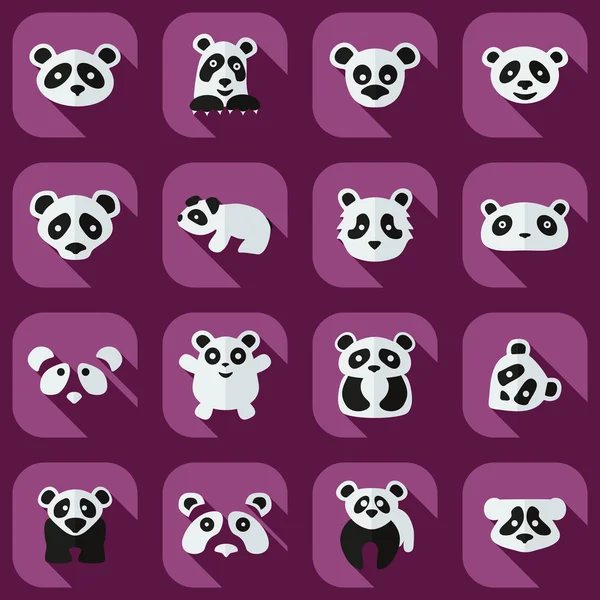 Concept plat, set design moderne avec pandas d'ombre — Image vectorielle