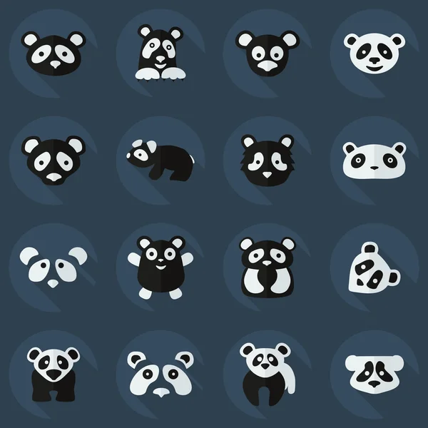 Concepto plano, conjunto de diseño moderno con pandas sombra — Vector de stock