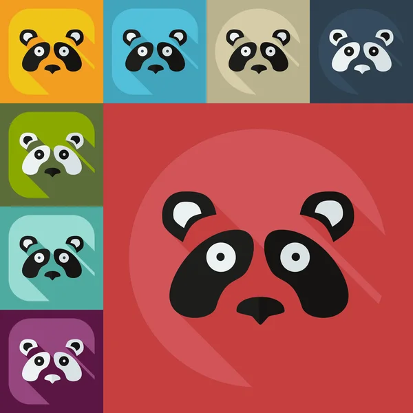 Platt modern design med skugga ikoner pandor — Stock vektor