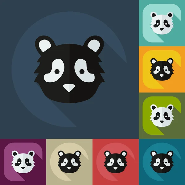 Diseño moderno plano con iconos de sombra pandas — Vector de stock