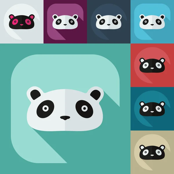 Design moderne plat avec des icônes d'ombre pandas — Image vectorielle