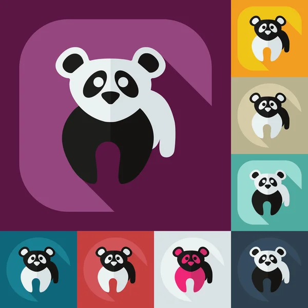 Diseño moderno plano con iconos de sombra pandas — Vector de stock