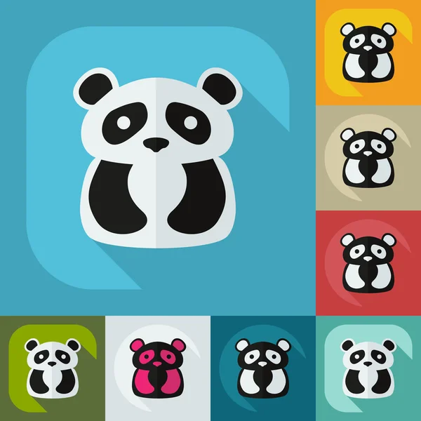 Diseño moderno plano con iconos de sombra pandas — Vector de stock