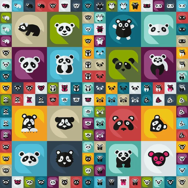 Concetto piatto, set design moderno con panda ombra — Vettoriale Stock