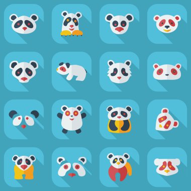 Düz kavramı, set modern tasarımı ile gölge pandalar