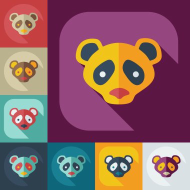 Düz modern tasarımı ile gölge simgeler pandalar