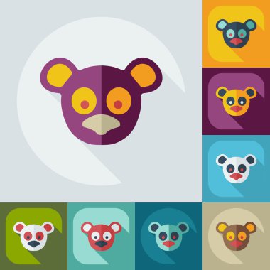 Düz modern tasarımı ile gölge simgeler pandalar