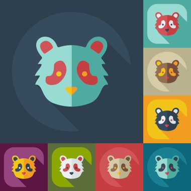 Düz modern tasarımı ile gölge simgeler pandalar