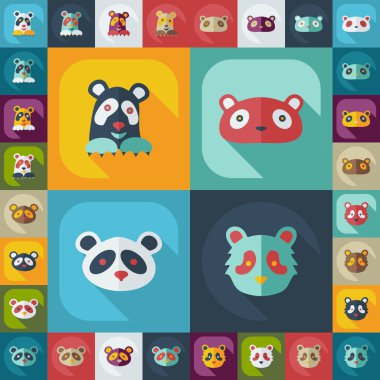 Düz kavramı, set modern tasarımı ile gölge pandalar