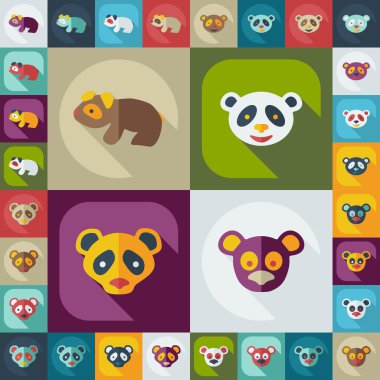 Düz kavramı, set modern tasarımı ile gölge pandalar