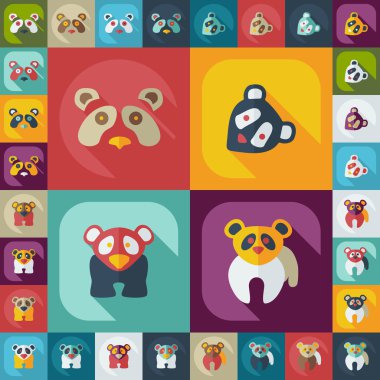 Düz kavramı, set modern tasarımı ile gölge pandalar