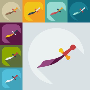 Gölge simgeler hançer ile düz modern tasarım