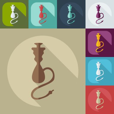 Gölge simgeler nargile ile düz modern tasarım