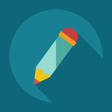 Gölge simgesi kalem ile düz modern tasarım