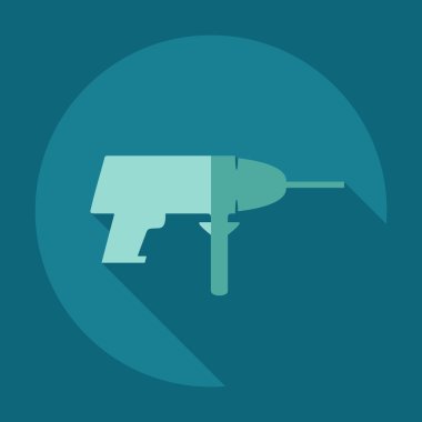 Gölge simgeler matkap ile düz modern tasarım