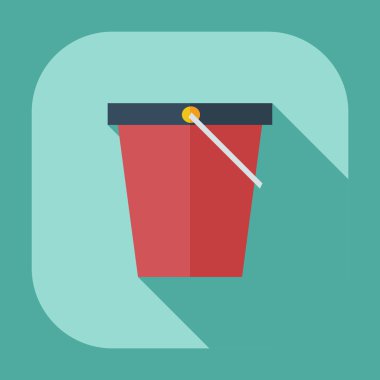 Gölge simgeler kova ile düz modern tasarım