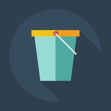 Gölge simgeler kova ile düz modern tasarım