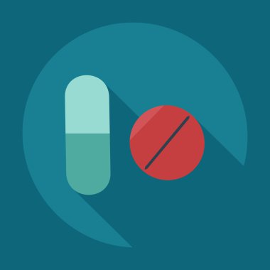 Gölge simgeler haplarla düz modern tasarım