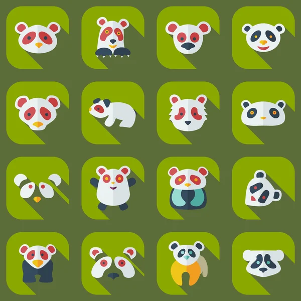 Concepto plano, conjunto de diseño moderno con pandas sombra — Vector de stock