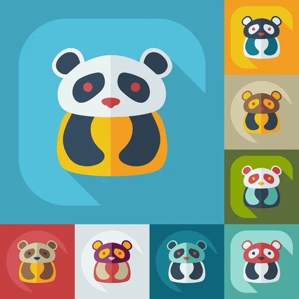 Diseño moderno plano con iconos de sombra pandas — Archivo Imágenes Vectoriales