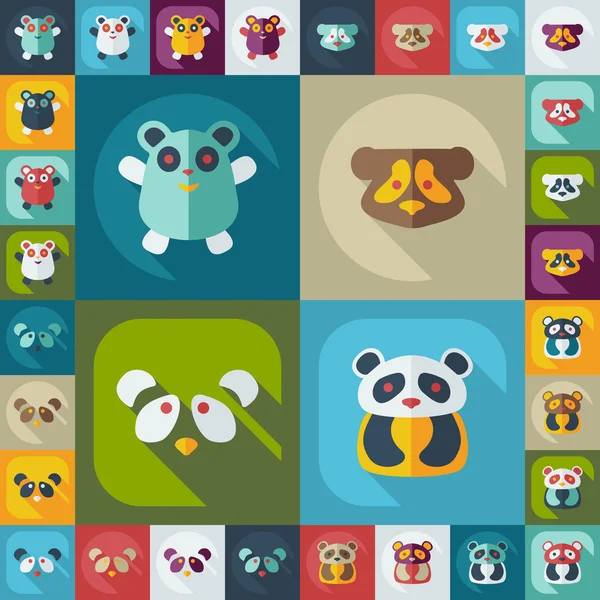 Concepto plano, conjunto de diseño moderno con pandas sombra — Vector de stock