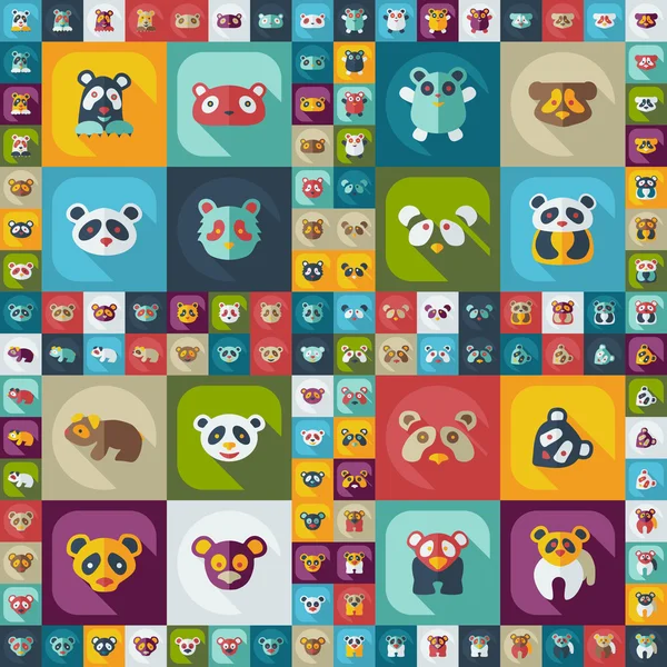 Concept plat, set design moderne avec pandas d'ombre — Image vectorielle