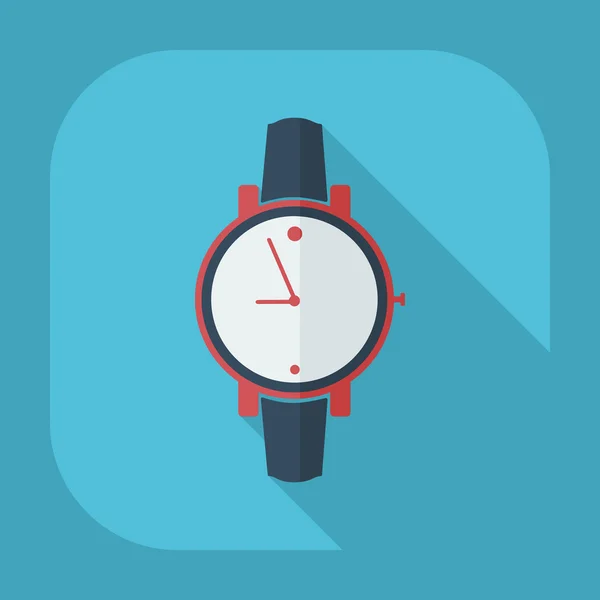Diseño moderno plano con iconos de sombra Reloj de pulsera — Vector de stock