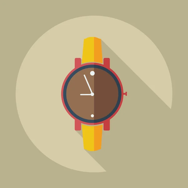 Diseño moderno plano con iconos de sombra Reloj de pulsera — Vector de stock