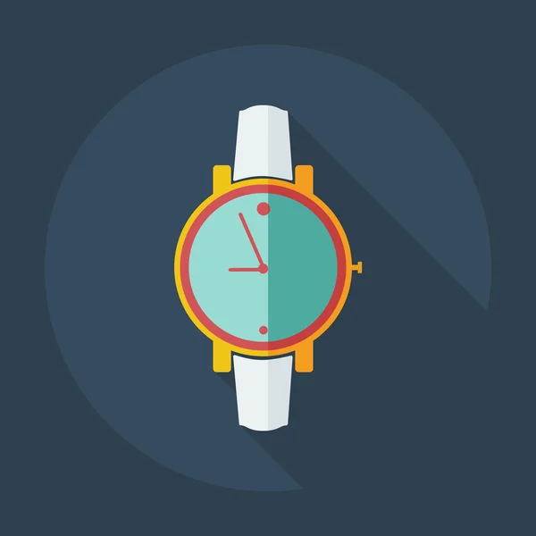 Diseño moderno plano con iconos de sombra Reloj de pulsera — Vector de stock