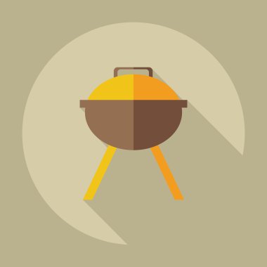 Gölge simgeler barbeküler ile düz modern tasarım