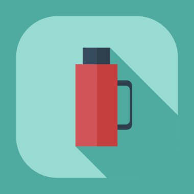 Gölge simgeler termos ile düz modern tasarım